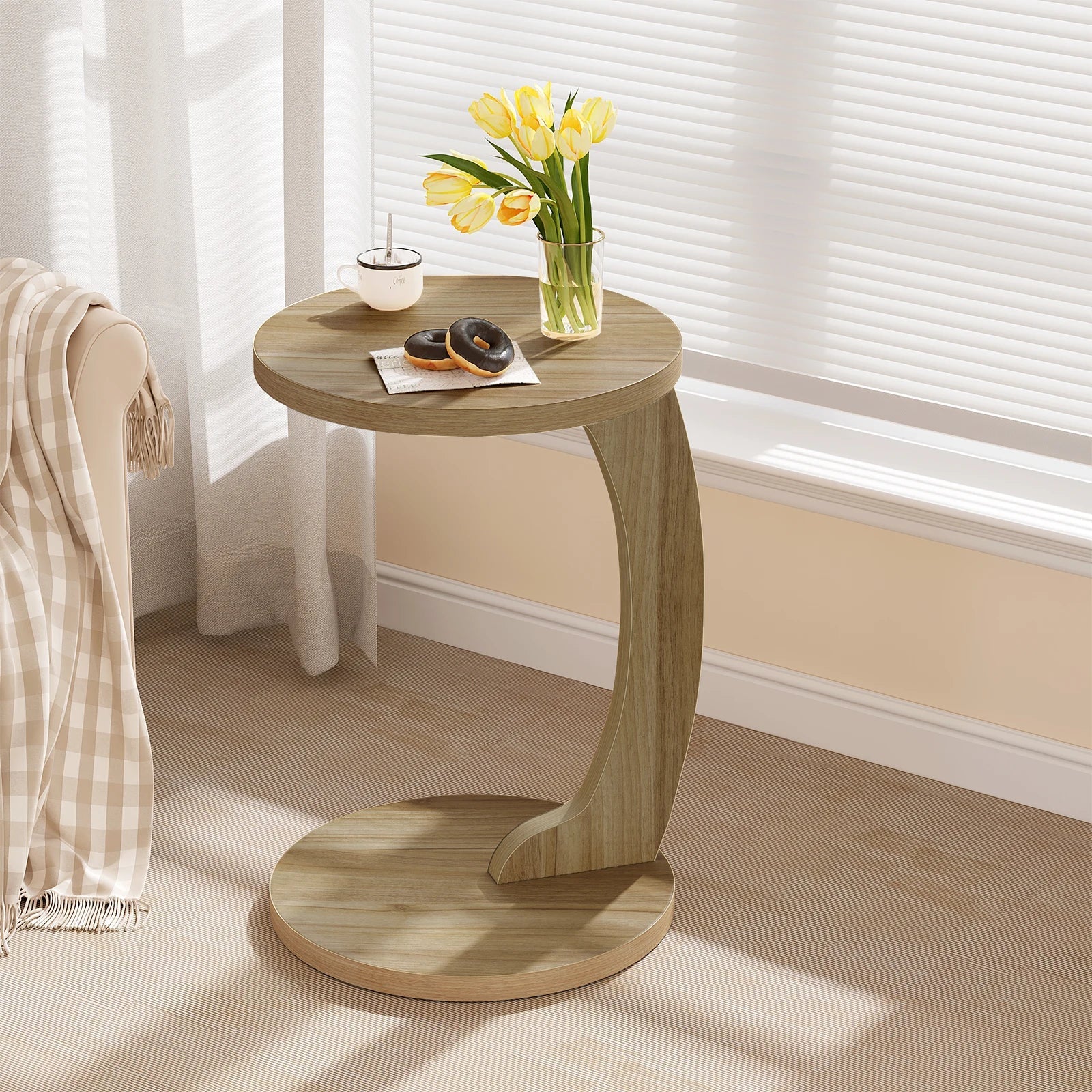 C-Shaped Round Side Table