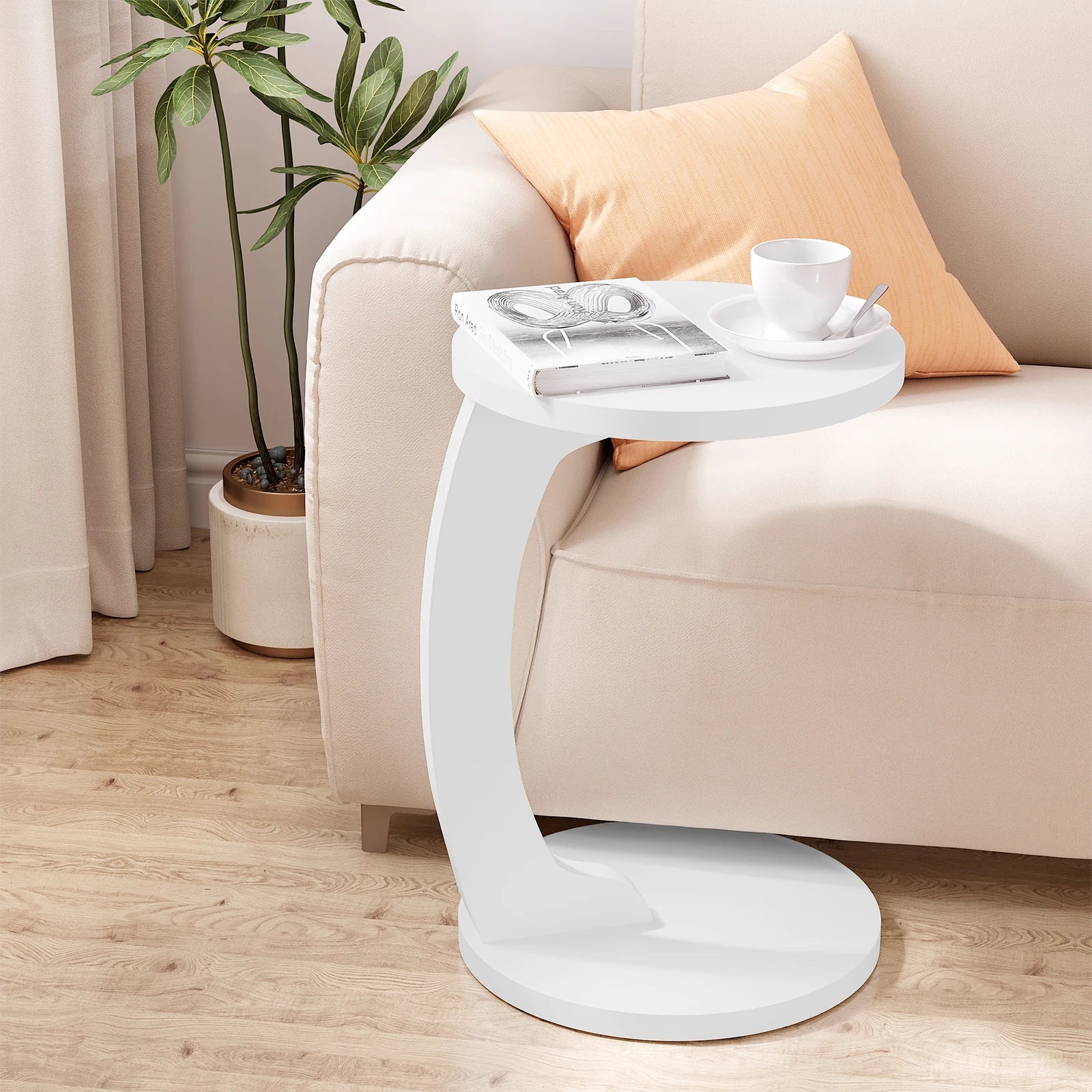 C-Shaped Round Side Table