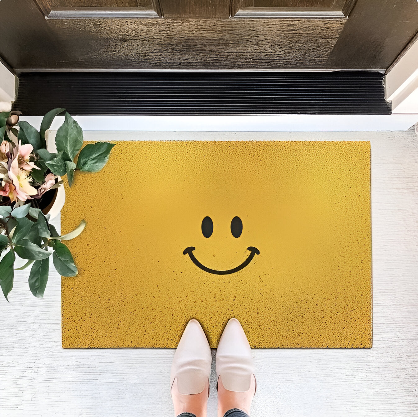 Tappetino di Benvenuto Antiscivolo in PVC con Stampa di Faccina Carina