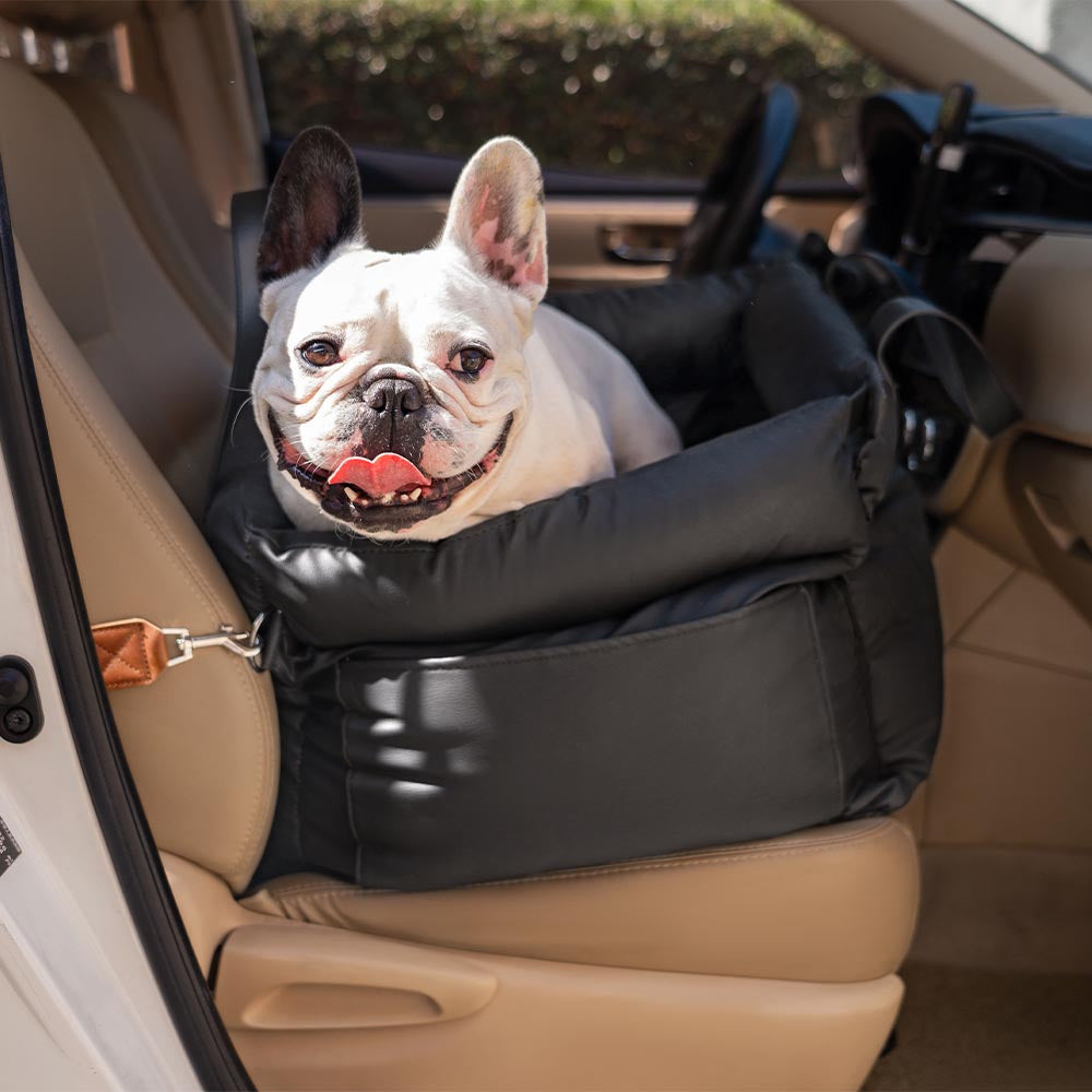 Deluxe Faux Leather Dog Car Seat Booster Bed