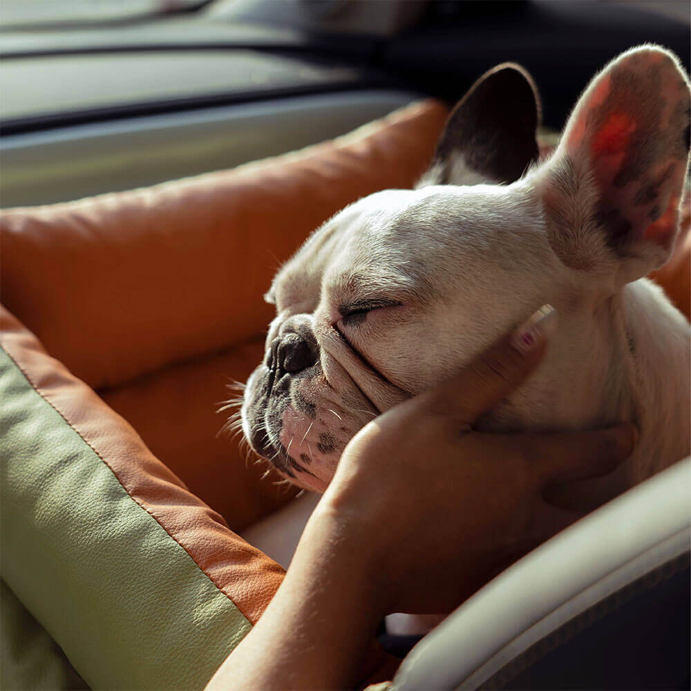 Deluxe Faux Leather Dog Car Seat Booster Bed