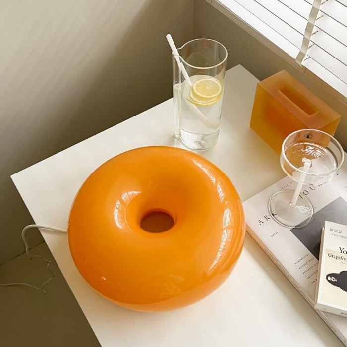 Dimmable LED Glass and Metal Donut Wall and Table Lamp