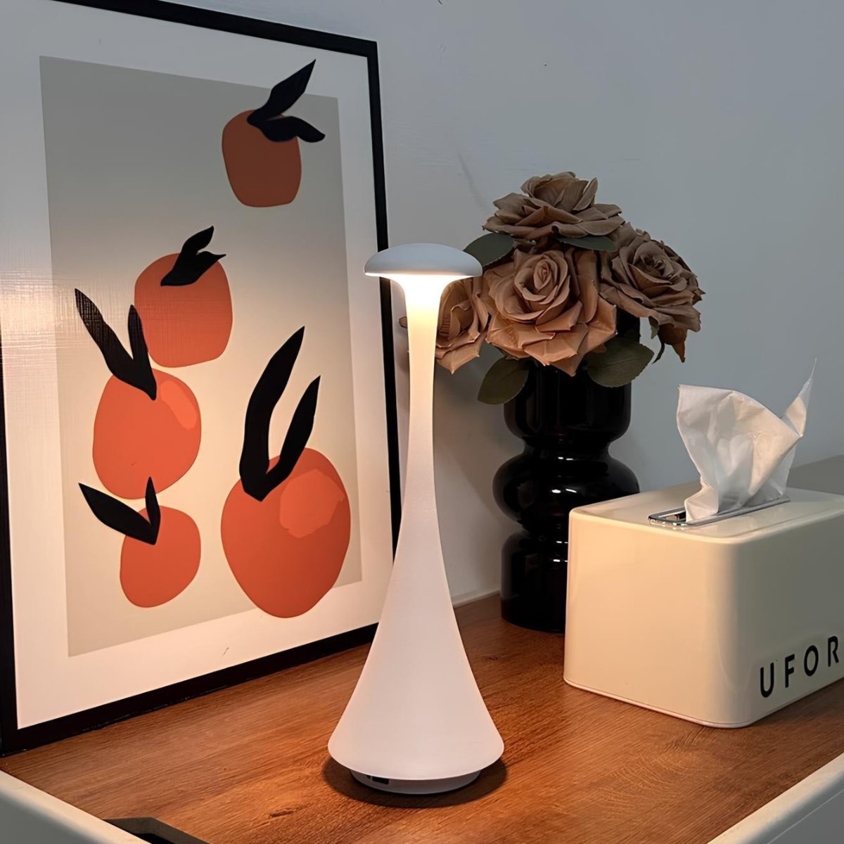 Elance | Lampada da tavolo senza fili con controllo touch, illuminazione dimmerabile per comodino o scrivania