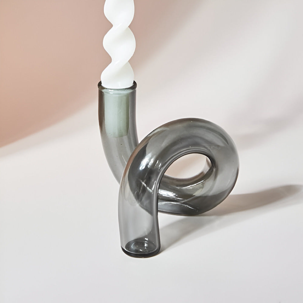 Elegante vaso di vetro per fiori con portacandela integrato