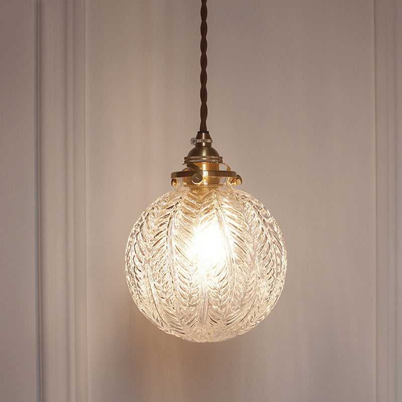 Lampe suspendue en verre de style colonial