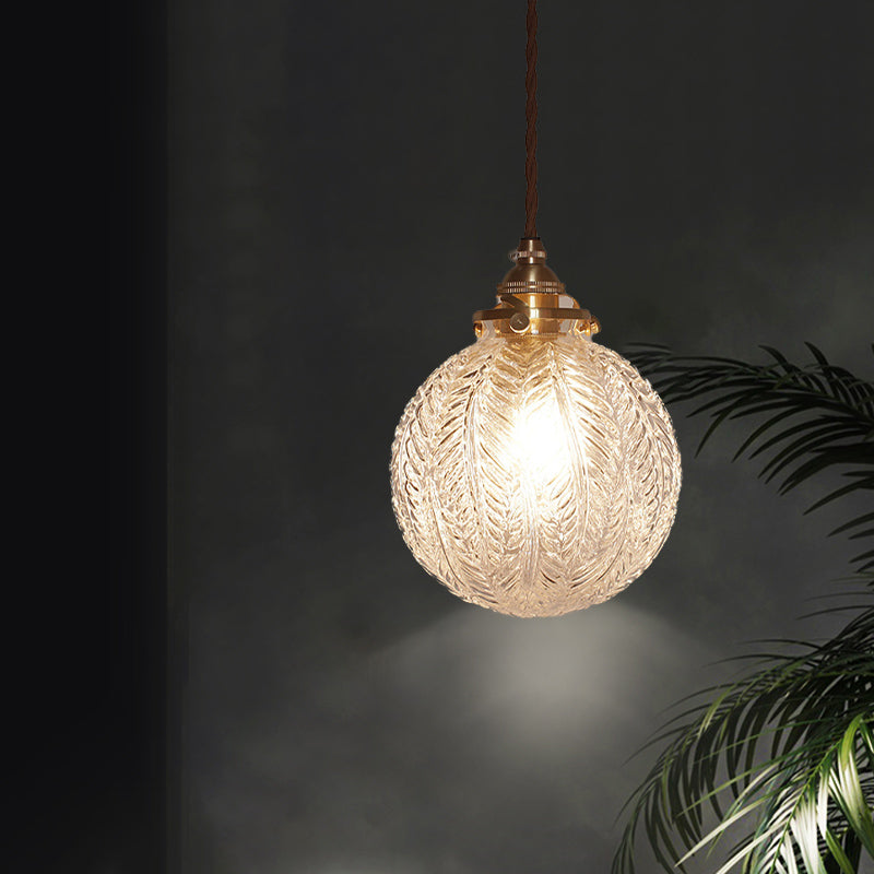 Lampe suspendue en verre de style colonial