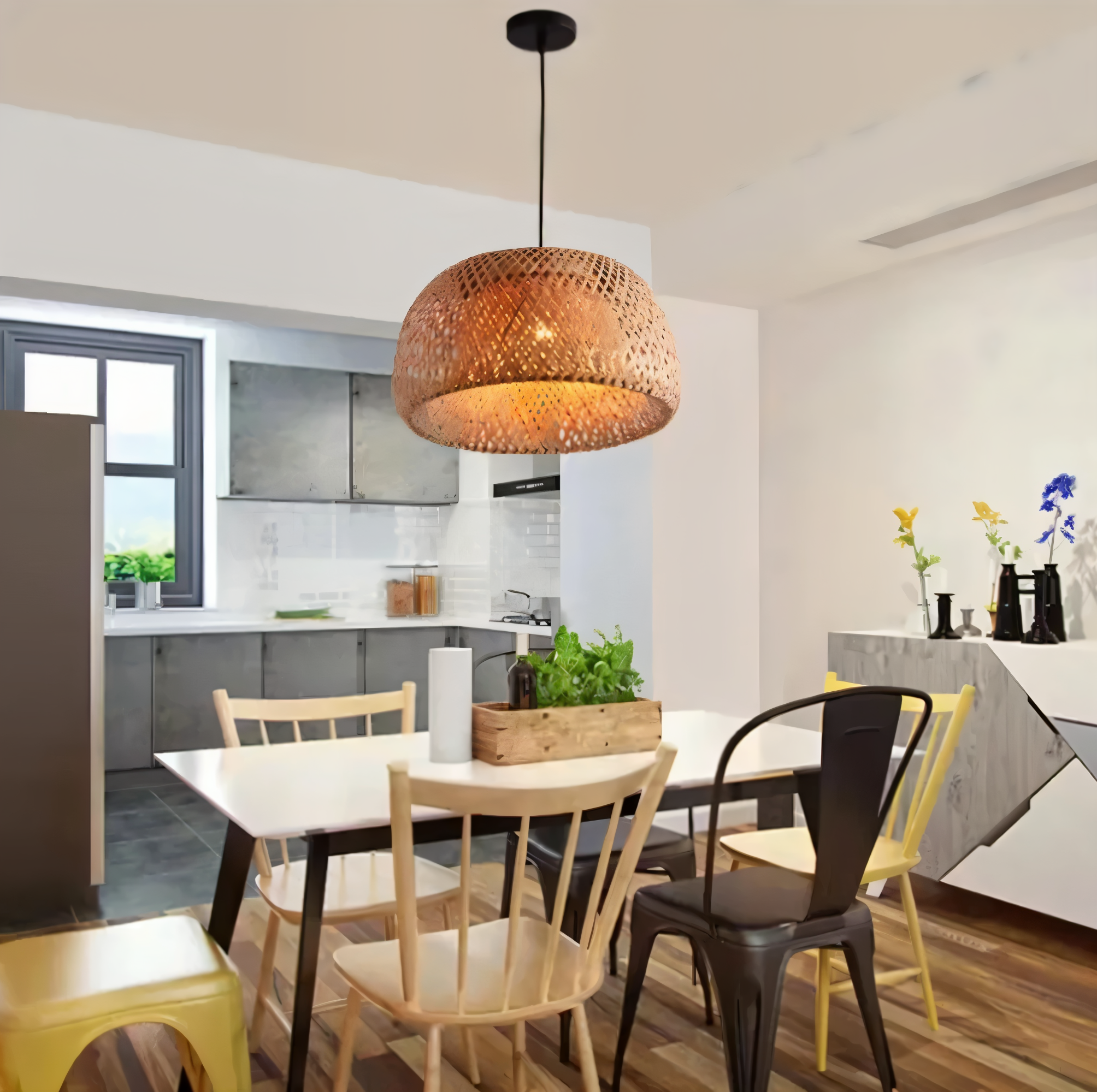 Handwoven Bamboo Dome Pendant Light