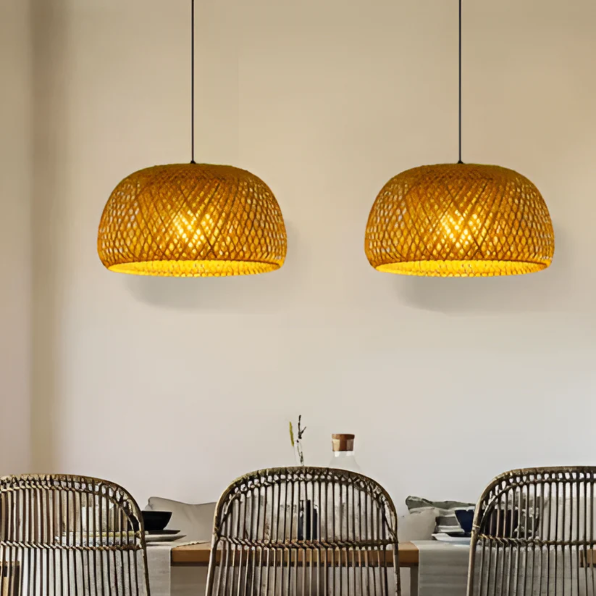 Handwoven Bamboo Dome Pendant Light
