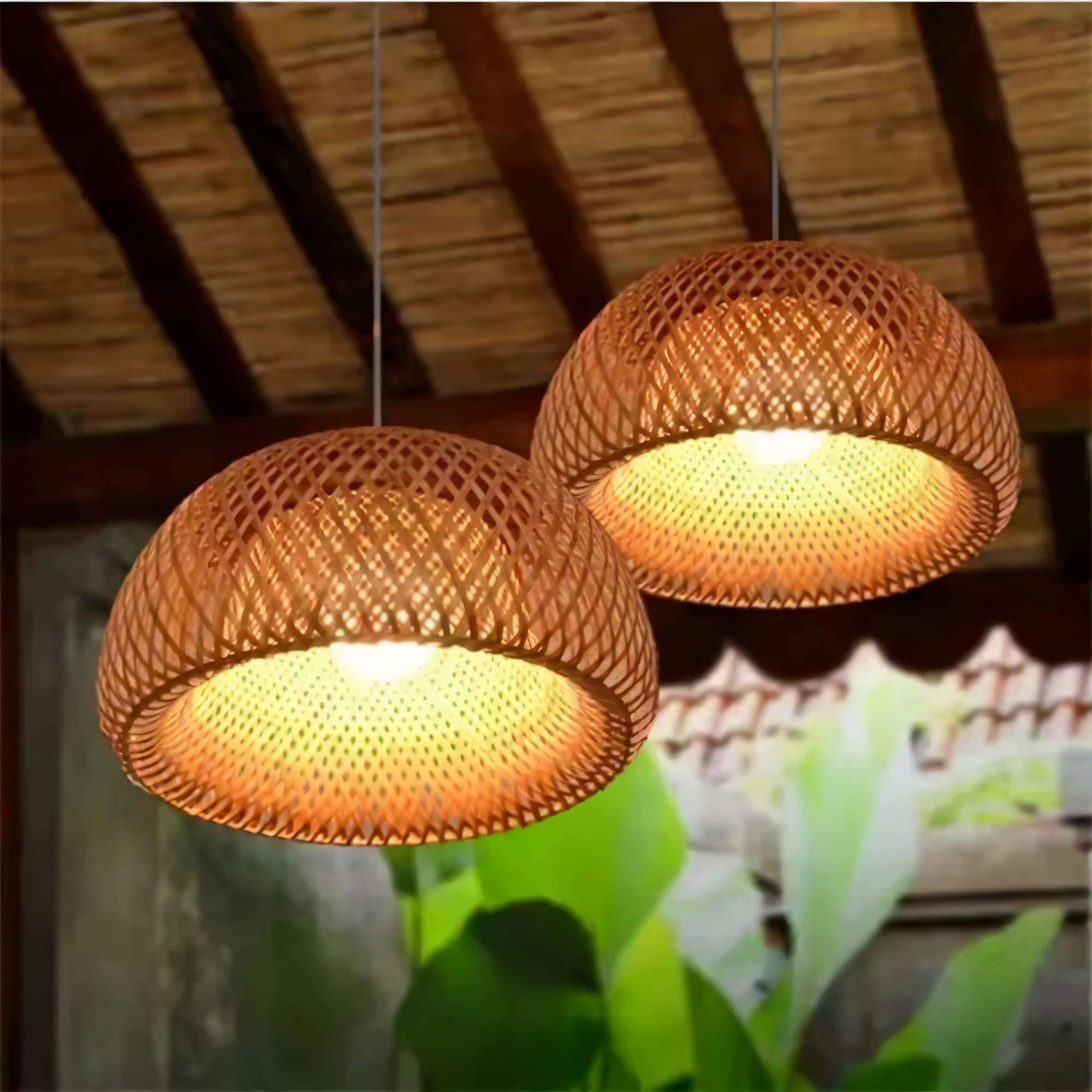 Handwoven Bamboo Dome Pendant Light