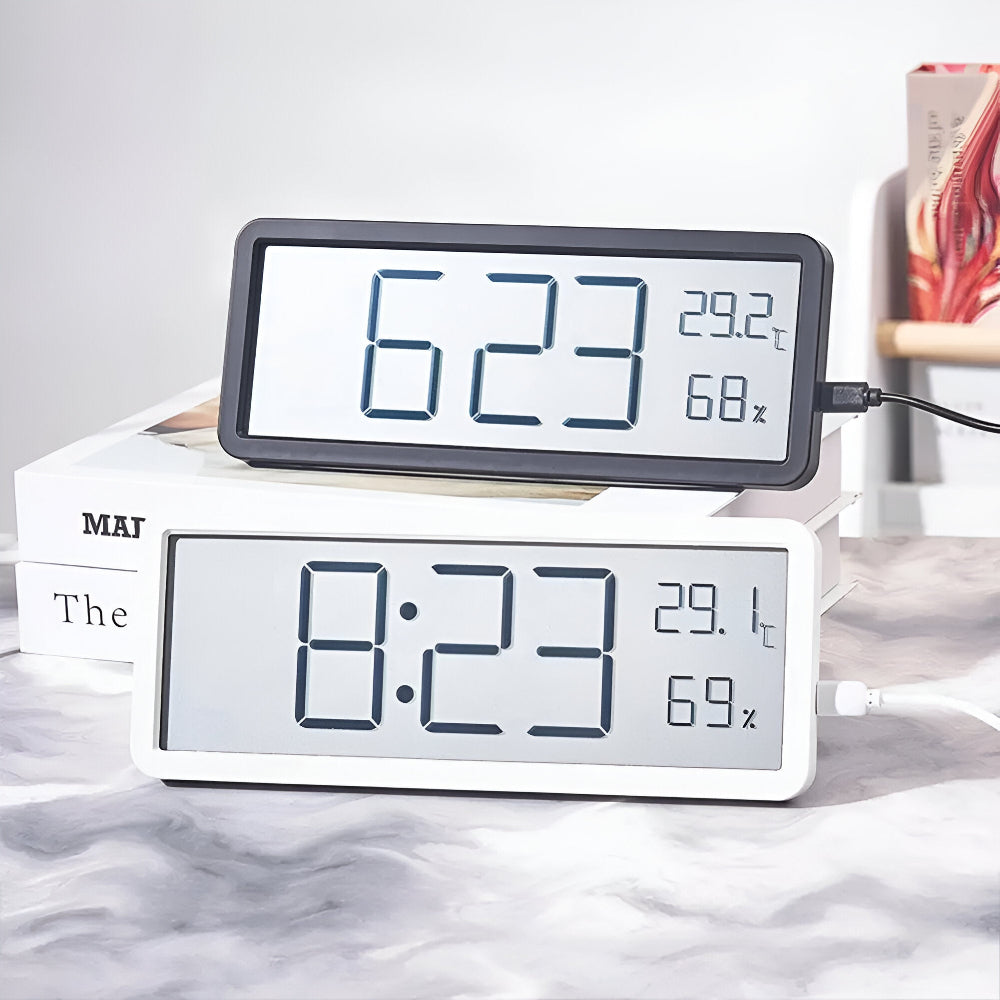 Large Digital Wall Clock with Temperature and Humidity Display