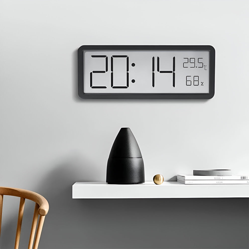 Large Digital Wall Clock with Temperature and Humidity Display