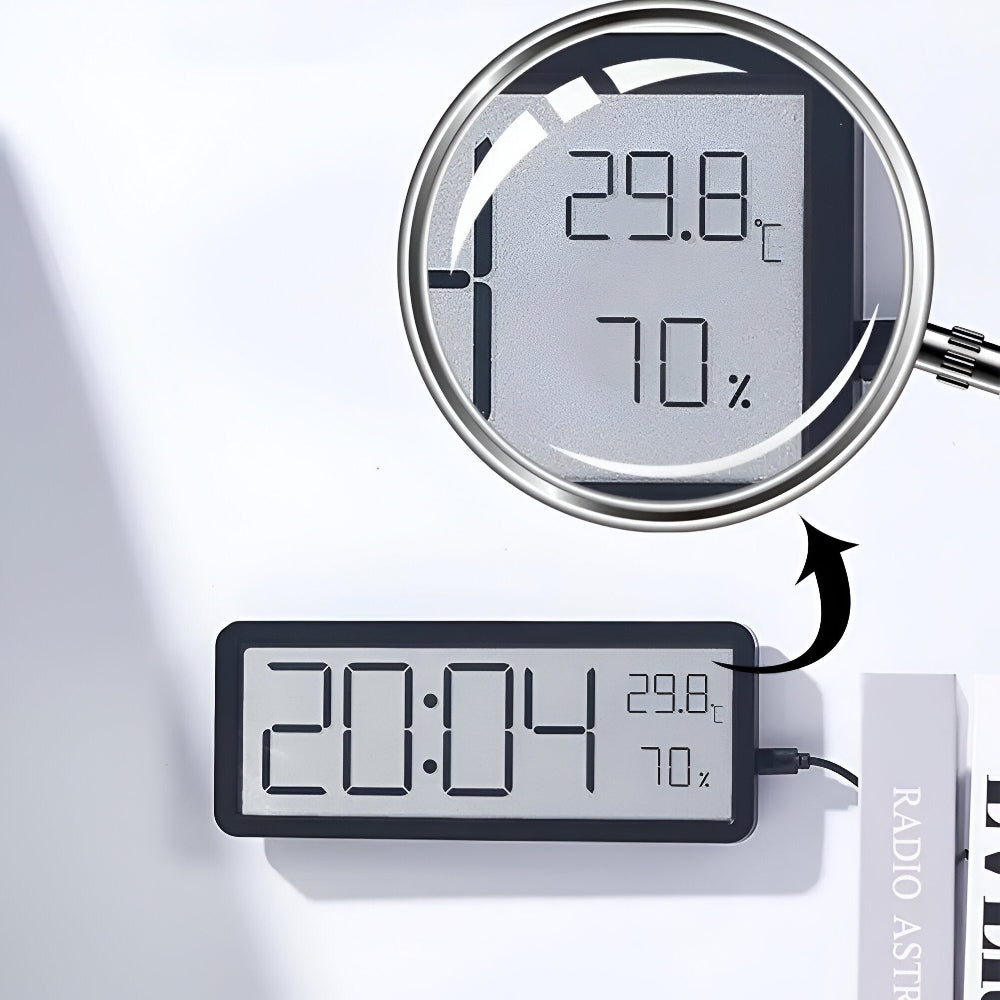 Large Digital Wall Clock with Temperature and Humidity Display