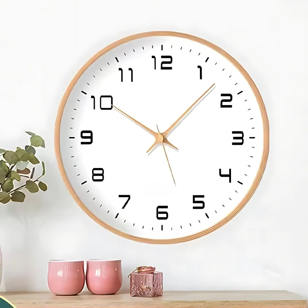 Large Modern Wooden Wall Clock with Silent Mechanism