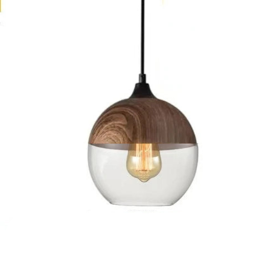 Laurissa | Lampada a sospensione in vetro e legno