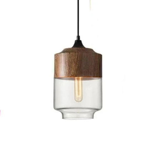Laurissa | Lampada a sospensione in vetro e legno