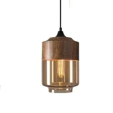 Laurissa | Lampada a sospensione in vetro e legno