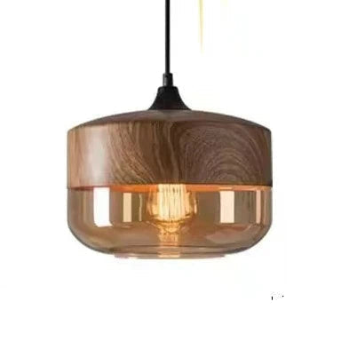 Laurissa | Lampada a sospensione in vetro e legno