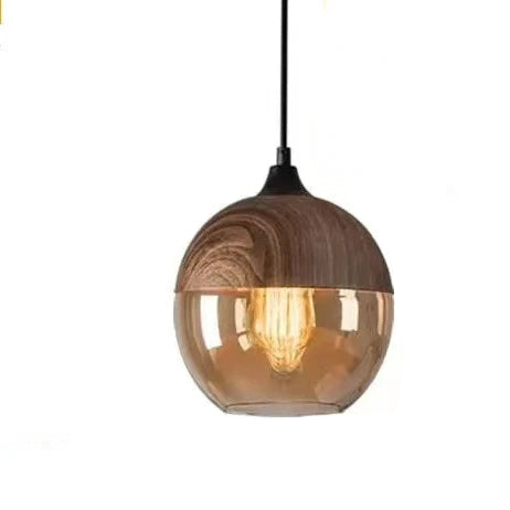 Laurissa | Lampada a sospensione in vetro e legno