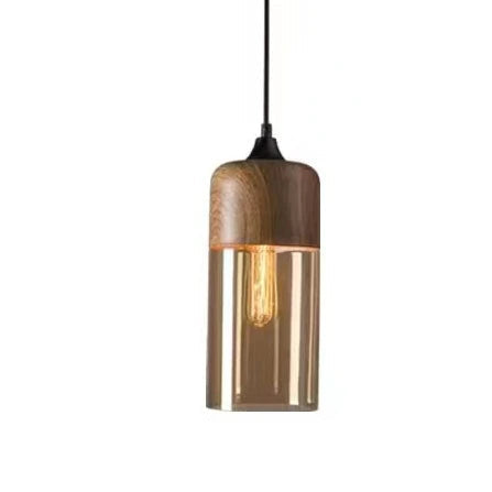 Laurissa | Lampada a sospensione in vetro e legno
