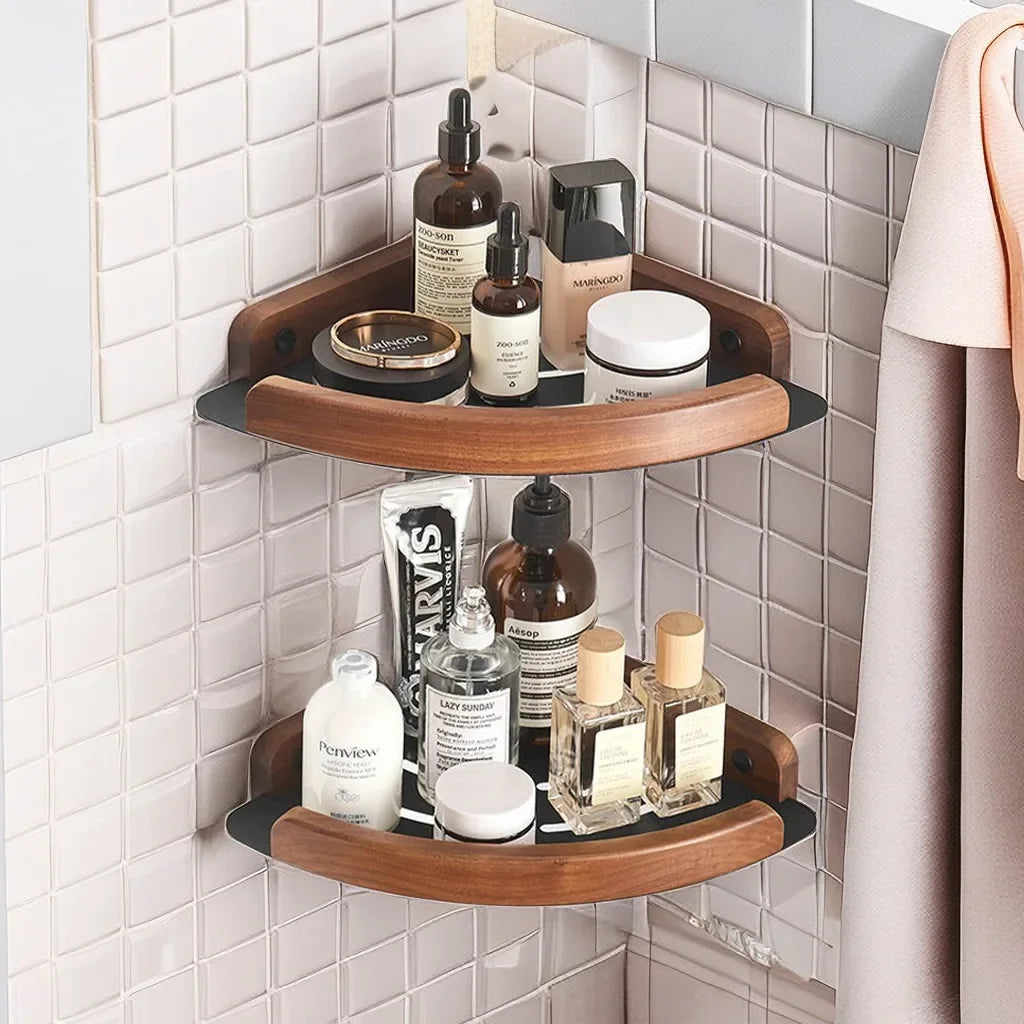 Estantes de baño de madera minimalistas para almacenamiento con estilo