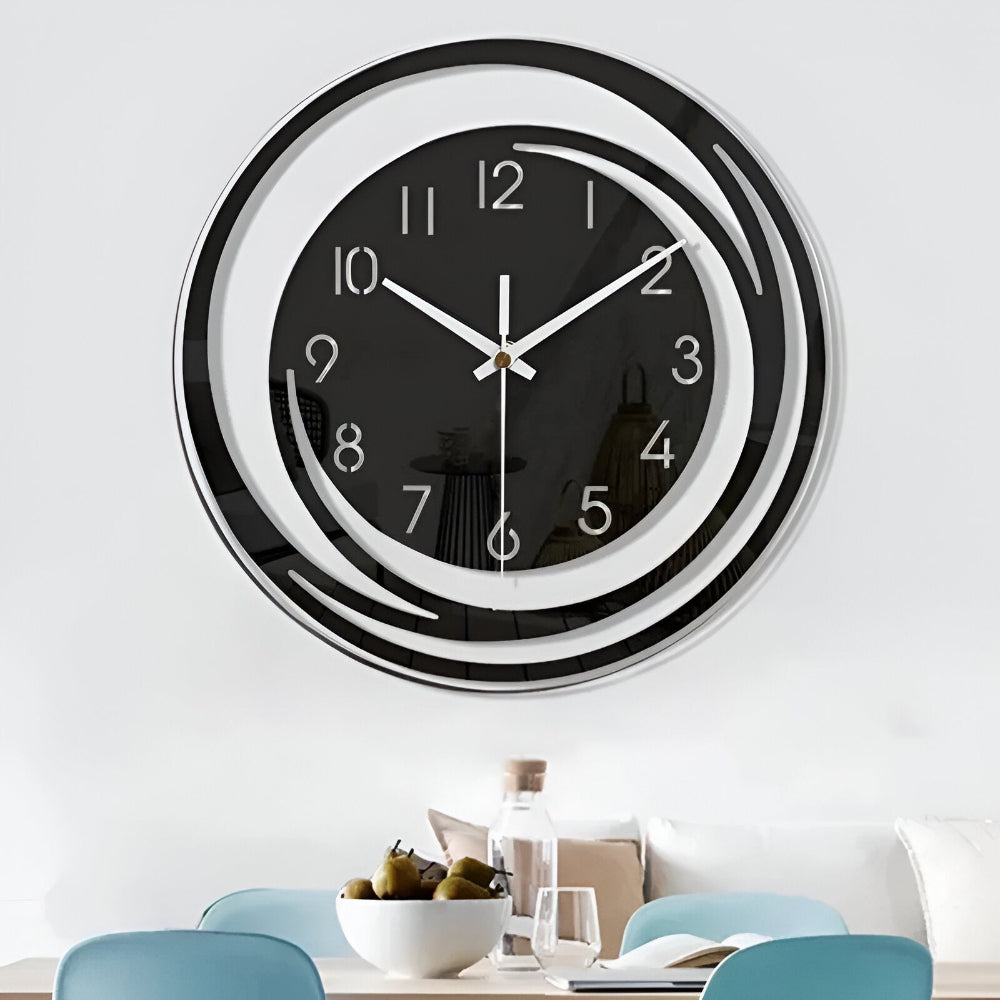 Decoración moderna de reloj de pared acrílico negro