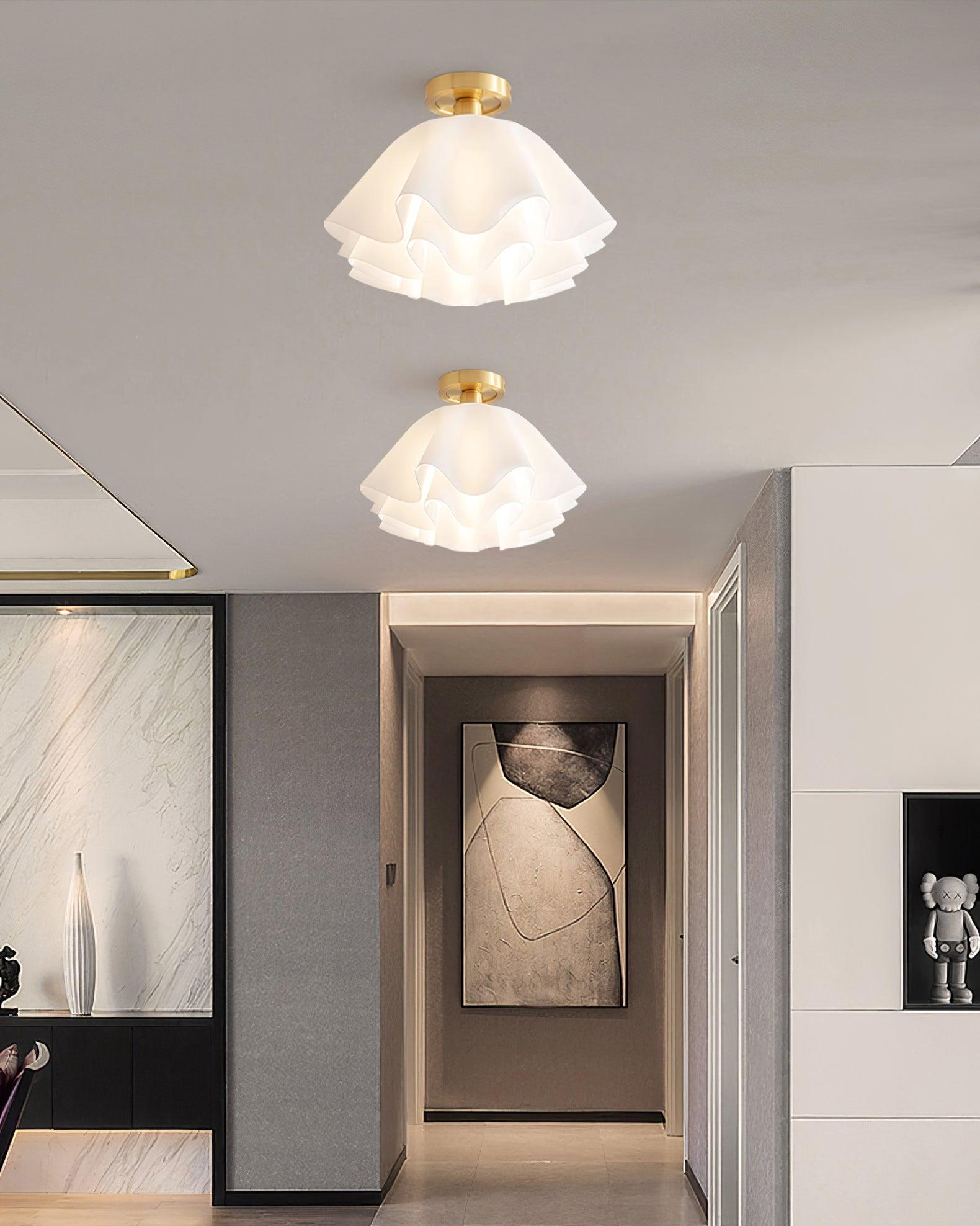 Modern Copper Ceiling Light with Unique Folded Design