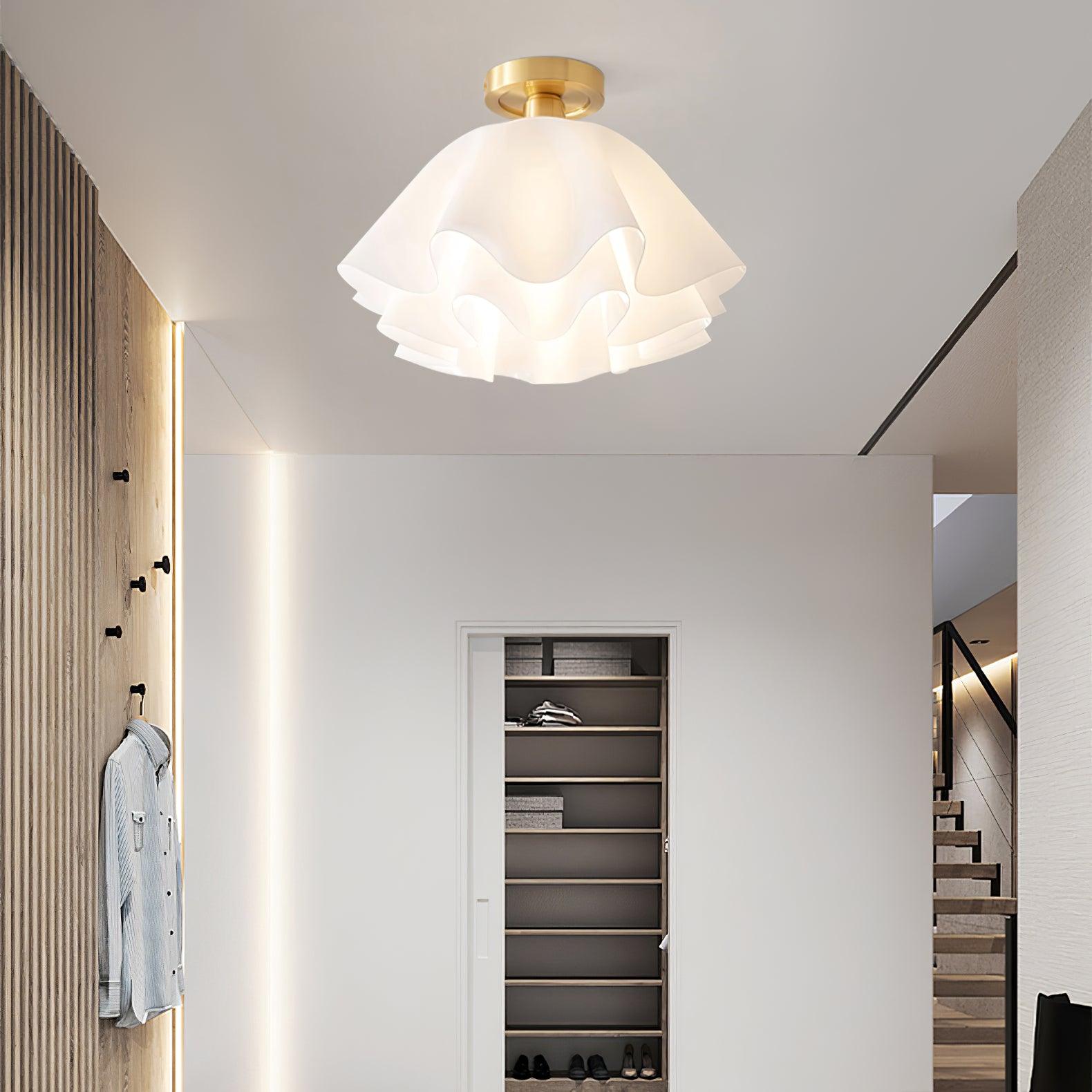 Modern Copper Ceiling Light with Unique Folded Design