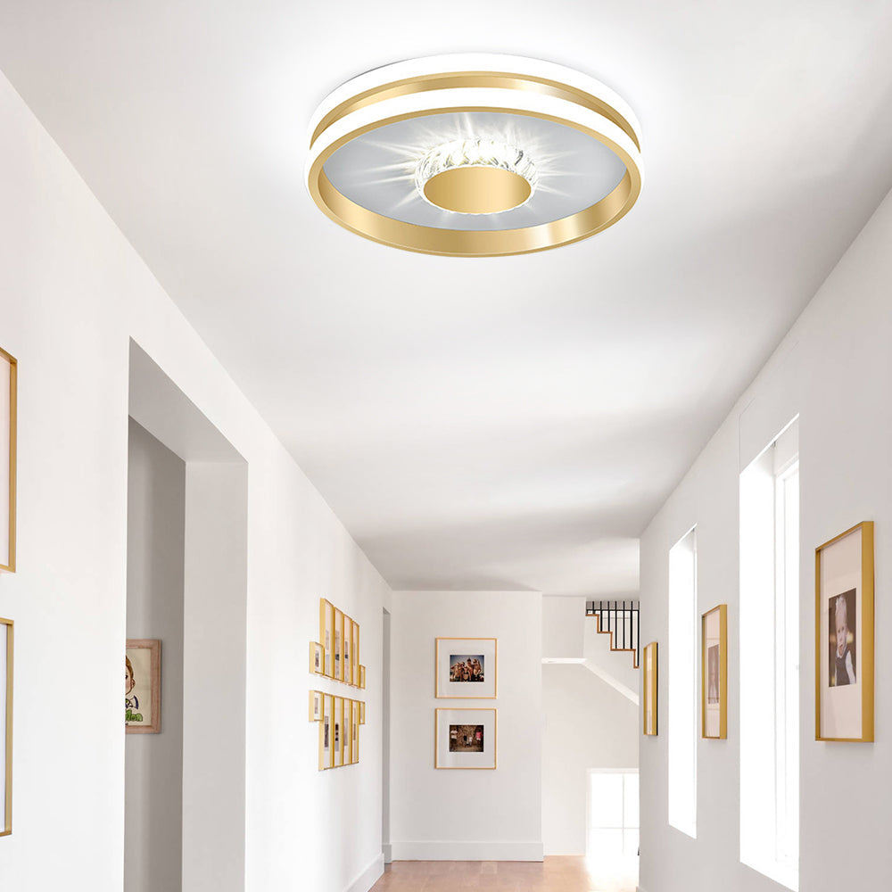 Modern Flush Mount Ceiling Light with Crystal Accents