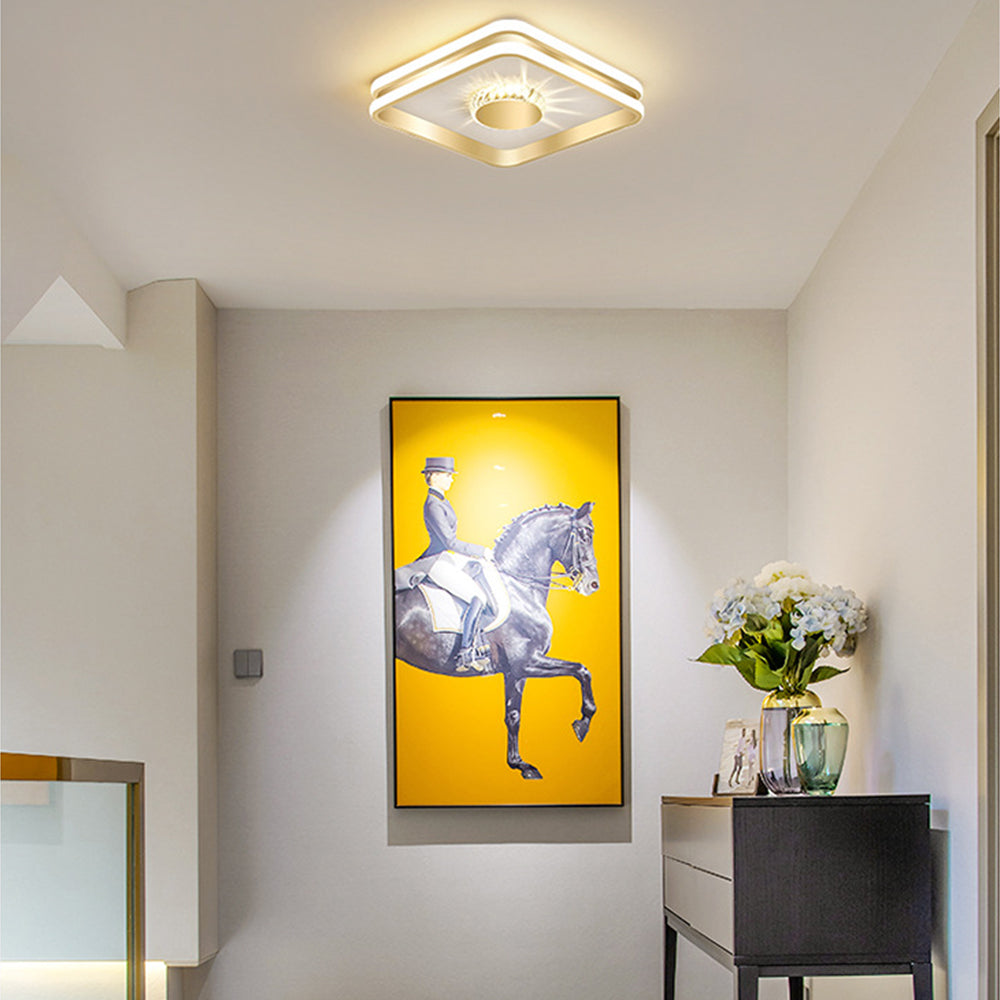 Modern Flush Mount Ceiling Light with Crystal Accents