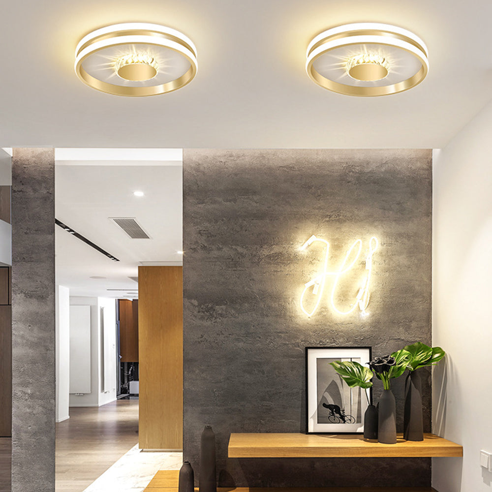 Modern Flush Mount Ceiling Light with Crystal Accents
