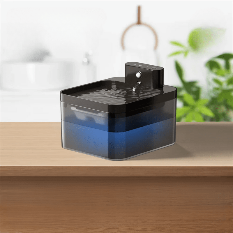 Fuente de agua para gatos activada por movimiento con sistema de filtración silencioso