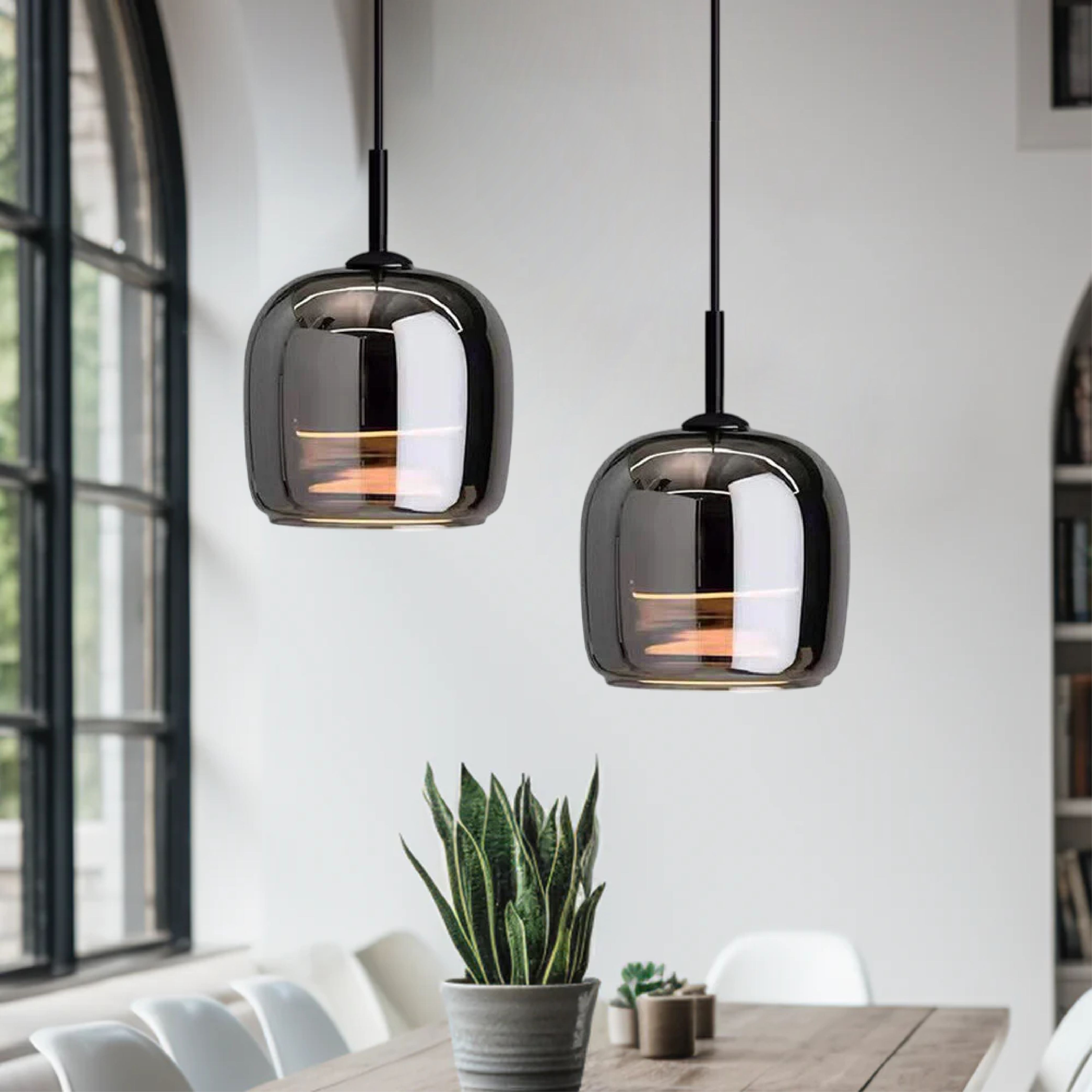 Nordic black glass pendant light