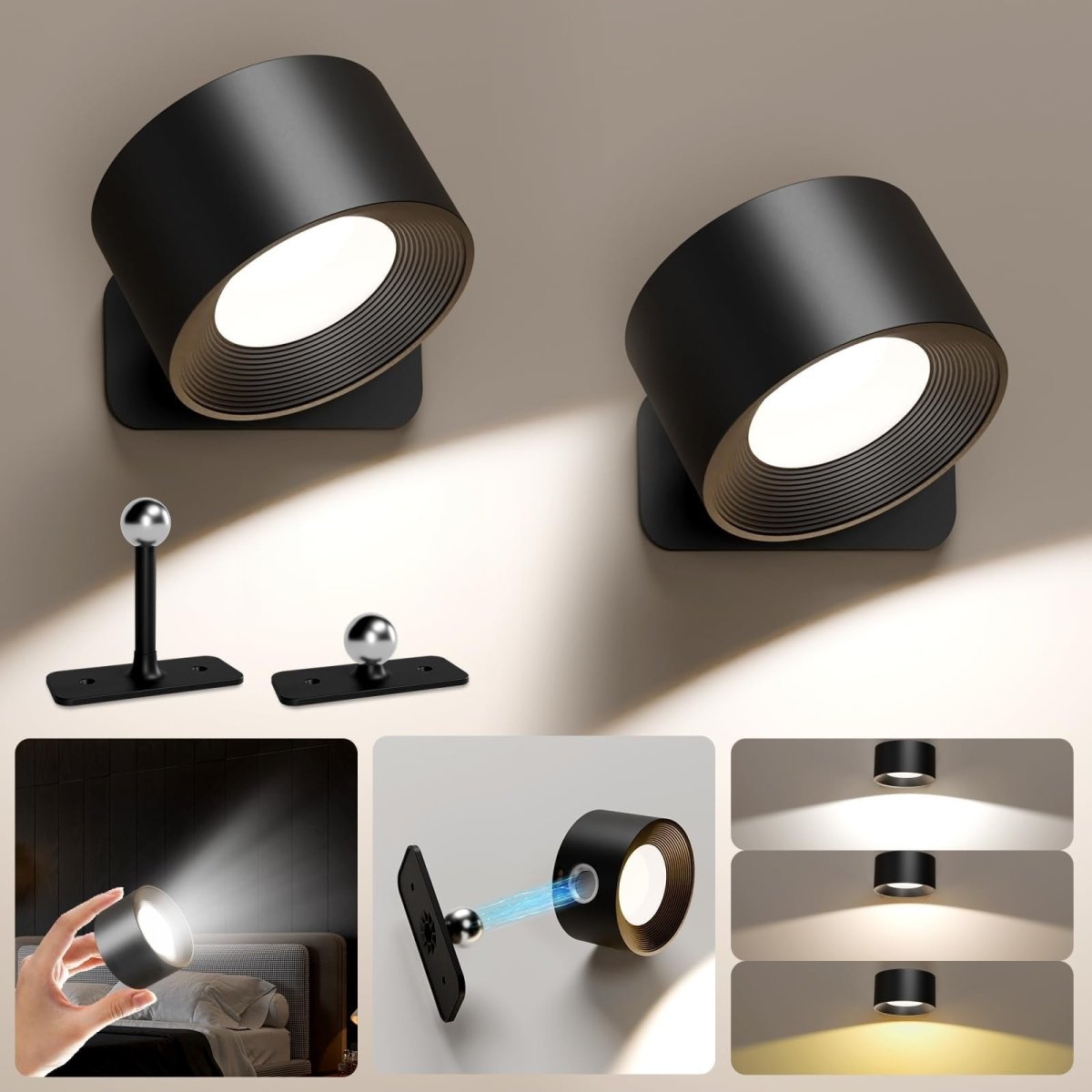 Orbitalux | Aplique de pared inalámbrico con flexibilidad de 360°