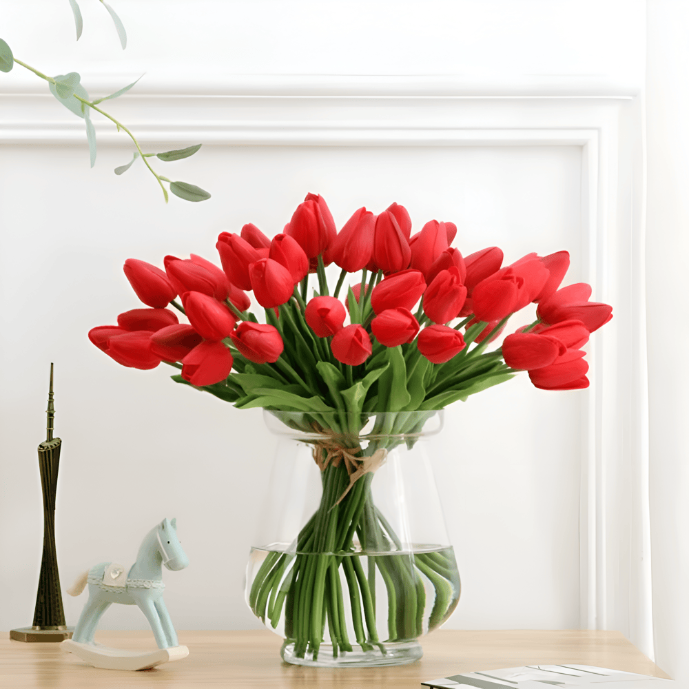 Conjunto de ramo de tulipanes artificiales realistas
