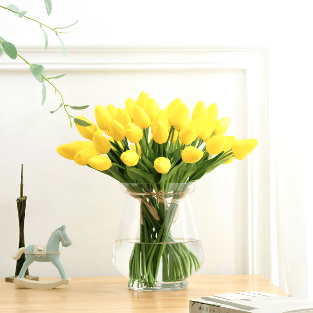 Conjunto de ramo de tulipanes artificiales realistas
