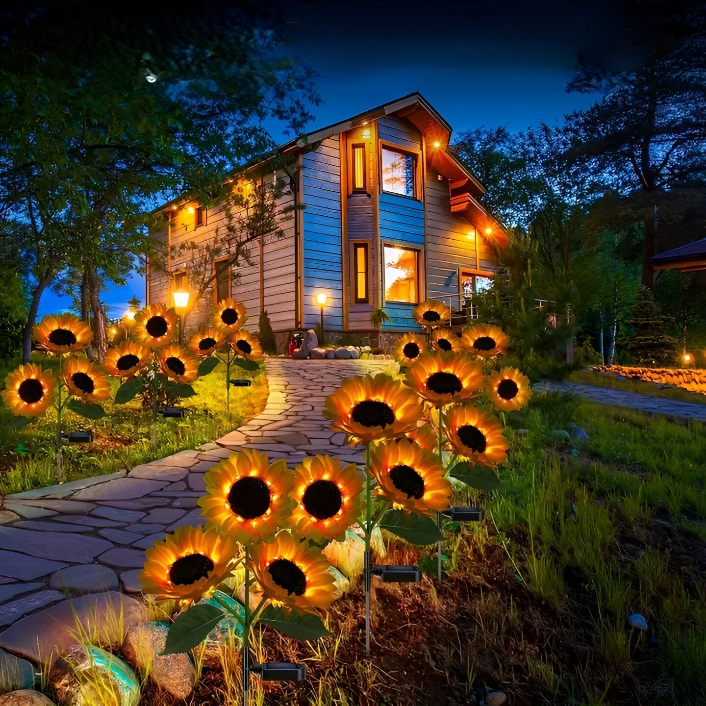 Realistic Solar Sunflower Garden Light with IP65 Weather Resistance