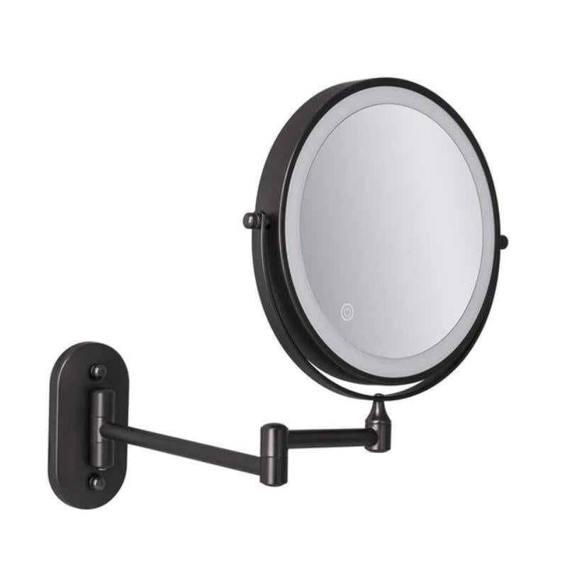 Rechargeable LED Makeup Mirror with Adjustable Magnification and Touch Control Light – Black Stainless Steel Vanity Mirror 5