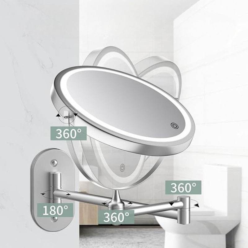 Espejo de maquillaje LED recargable