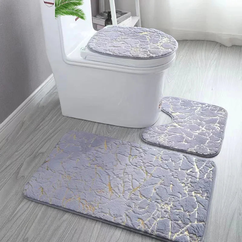 Luxury gold anti-slip toilet Mat Set