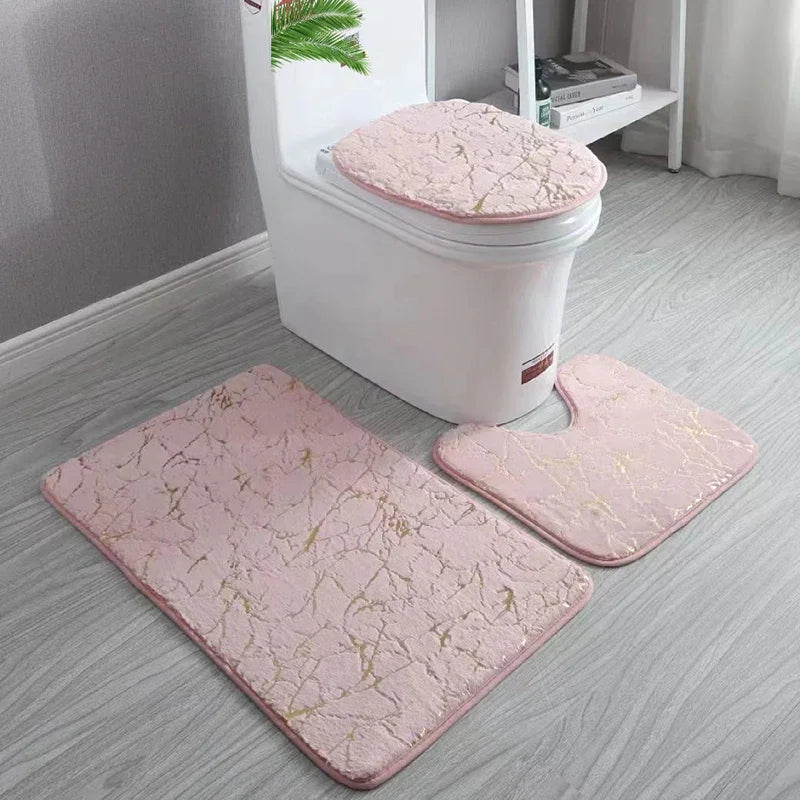 Luxury gold anti-slip toilet Mat Set