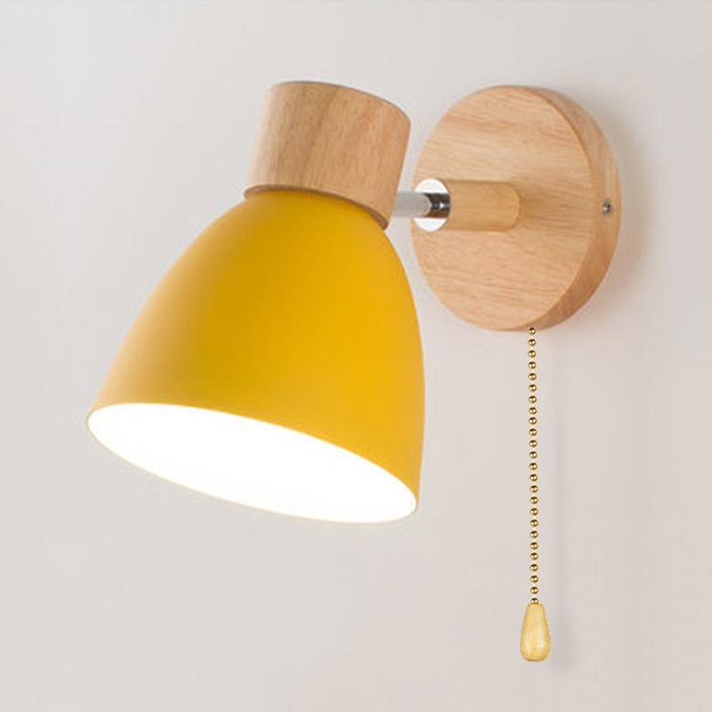 Scandinavian Wall Sconce Lighting – Modern Wood Wall Lamp with Pull Switch in Multiple Sizes 1