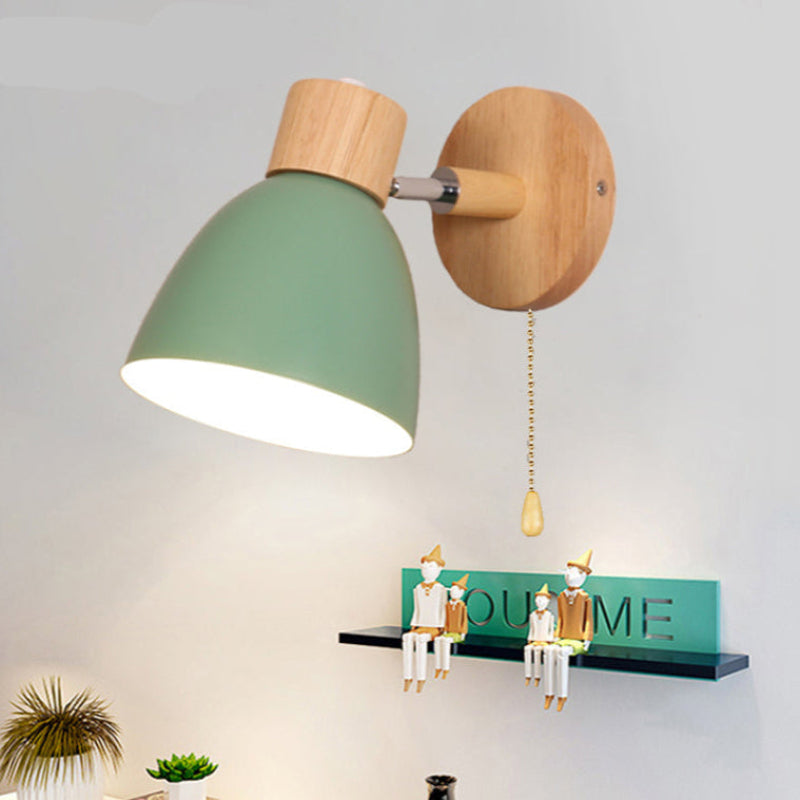 Scandinavian Wall Sconce Lighting – Modern Wood Wall Lamp with Pull Switch in Multiple Sizes 2