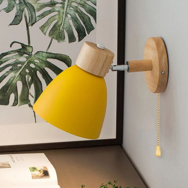 Scandinavian Wall Sconce Lighting – Modern Wood Wall Lamp with Pull Switch in Multiple Sizes 3