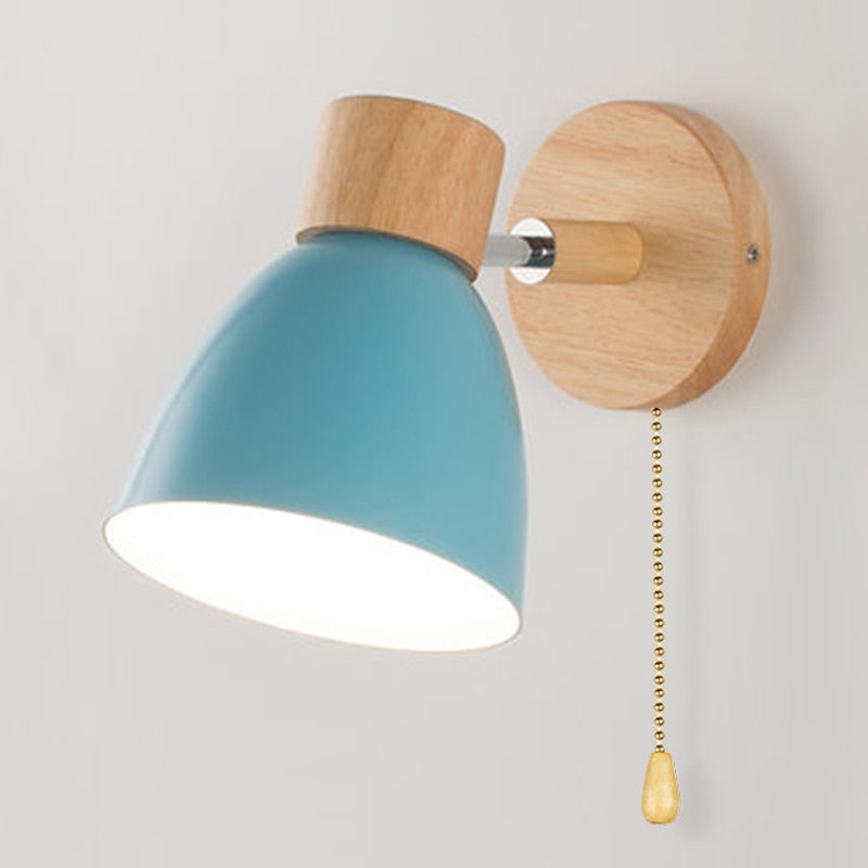 Scandinavian Wall Sconce Lighting – Modern Wood Wall Lamp with Pull Switch in Multiple Sizes 4