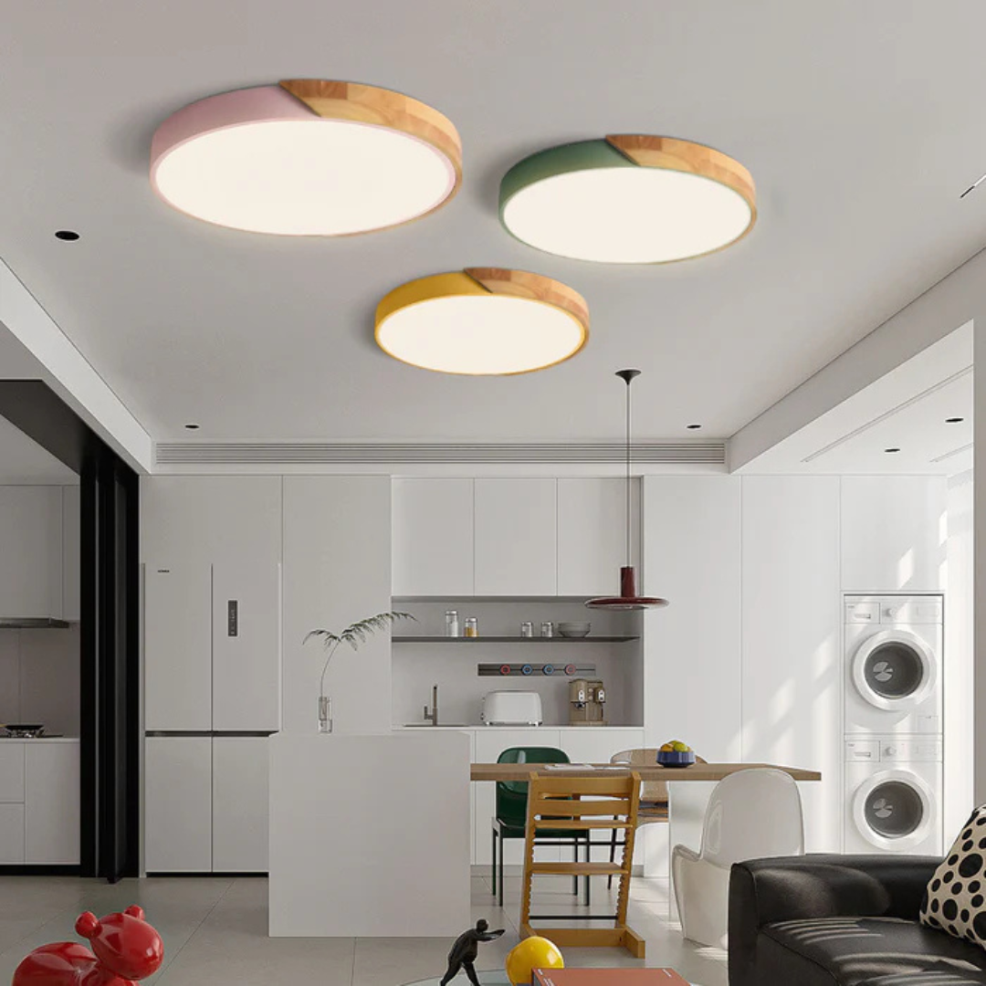 Scandinavian Wooden LED Flush Mount Ceiling Light
