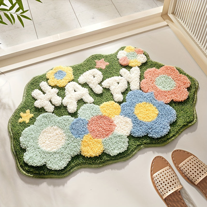 Soft Absorbent Non-Slip Floral Bath Mat