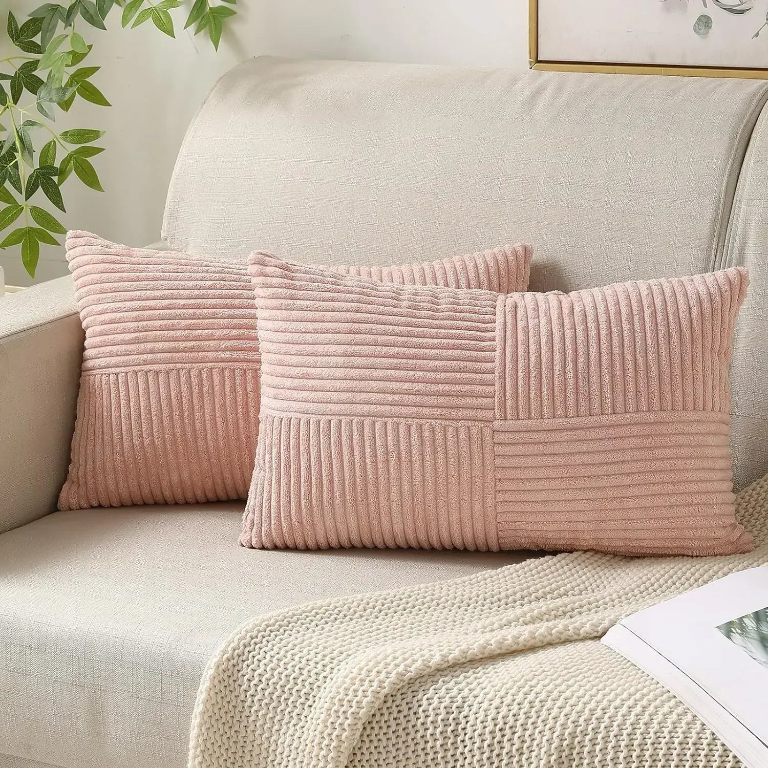 Soft Corded Sofa Cushion Cover