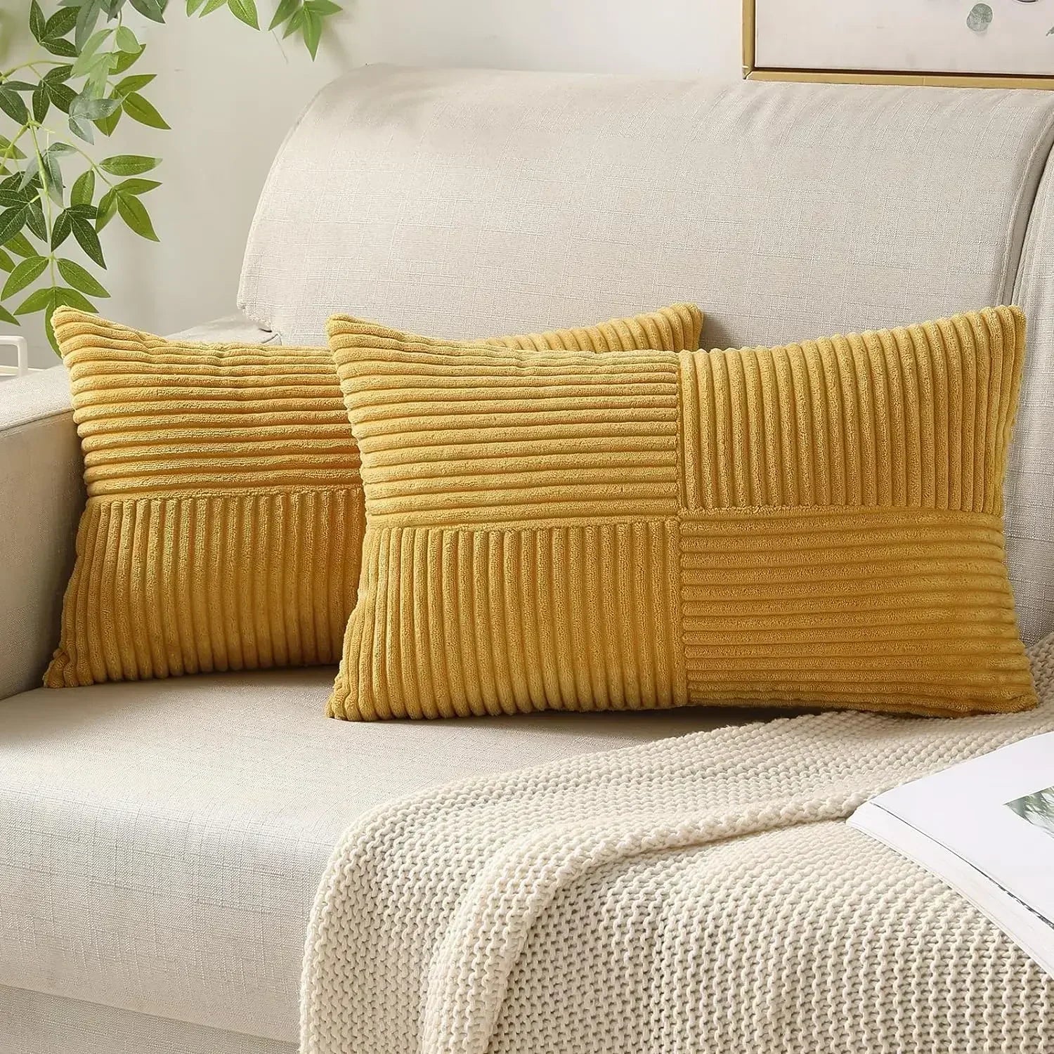 Soft Corded Sofa Cushion Cover