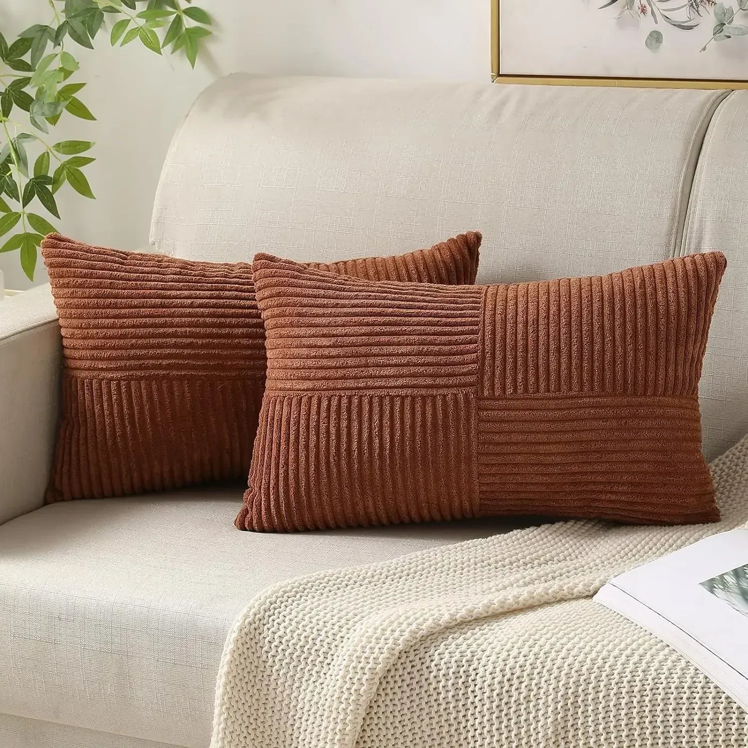 Soft Corded Sofa Cushion Cover