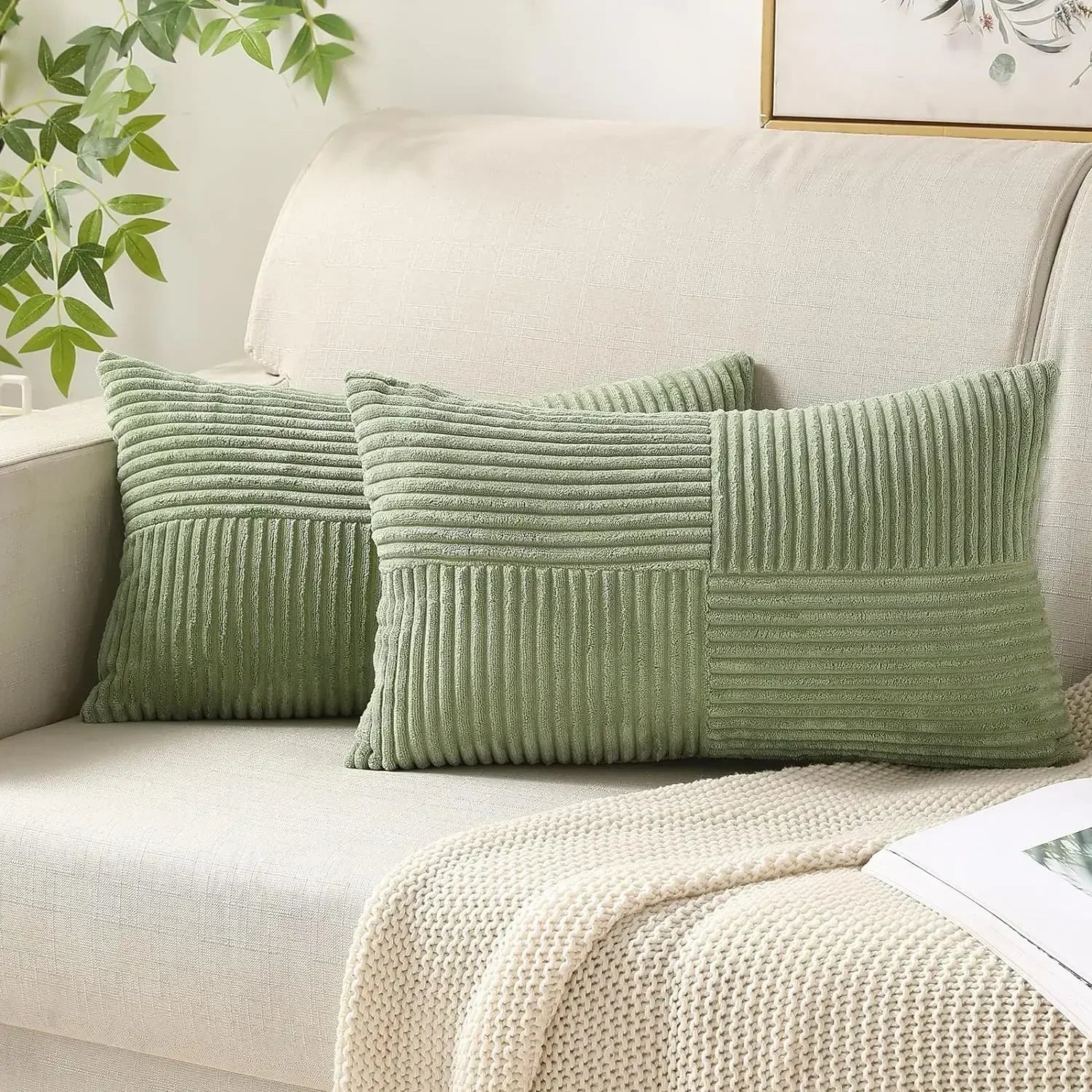 Soft Corded Sofa Cushion Cover